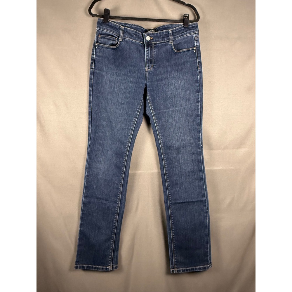 White House Black Market Blanc Jeans Womens 8R Blue Slim Straight Dark Wash